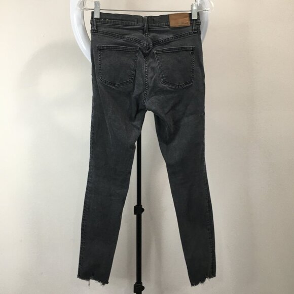 MADEWELL Dark Gray 9" High Rise Skinny Frayed Hem Button Fly 5 Pocket Jeans - Picture 9 of 12